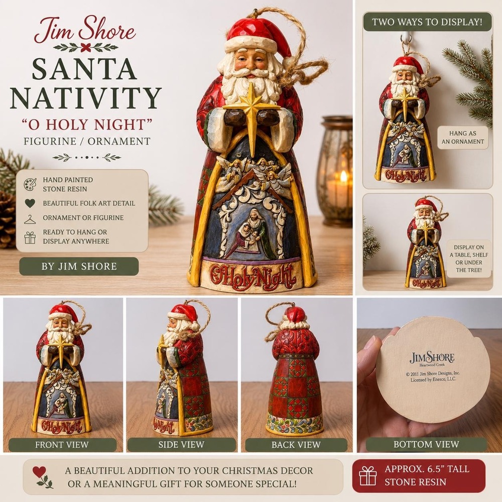 Jim Shore Holy Night Santa Ornament Figurine Christmas Nativity 2011 Enesco